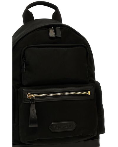 Tom Ford Logo Nylon Backpack Backpacks - Black