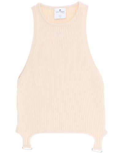 Courreges Sleeveless Top With Suspenders - Natural