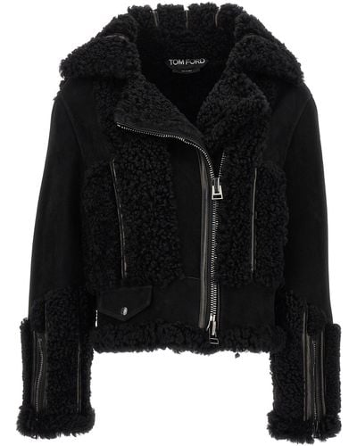 Tom Ford Suede Shearling Jacket Casual Jackets - Black