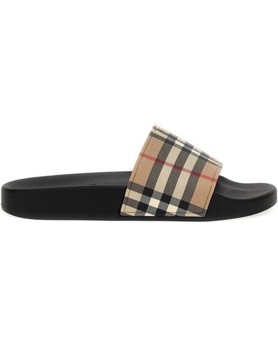 Burberry Slide Check Sandals - White