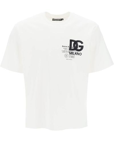 Dolce & Gabbana T Shirt With Embroidery And Prints - White