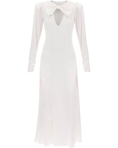 Alessandra Rich Long Dress In Silk Satin - White
