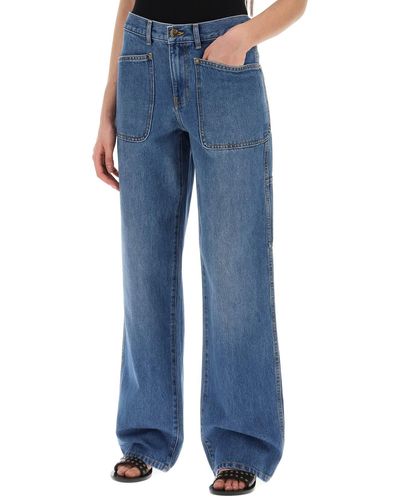 Tory Burch Jeans Stile Cargo In Denim A Vita Alta - Blu