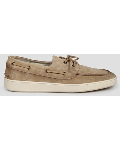 Corvari Suede Boat Loafers - Natural