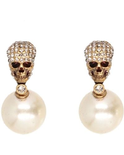 Alexander McQueen "Pearl & Skull" Earrings - White