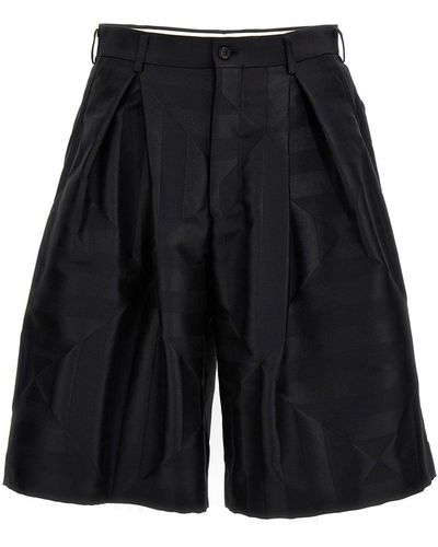Comme des Garçons Double Front Pleats Bermuda Shorts - Black