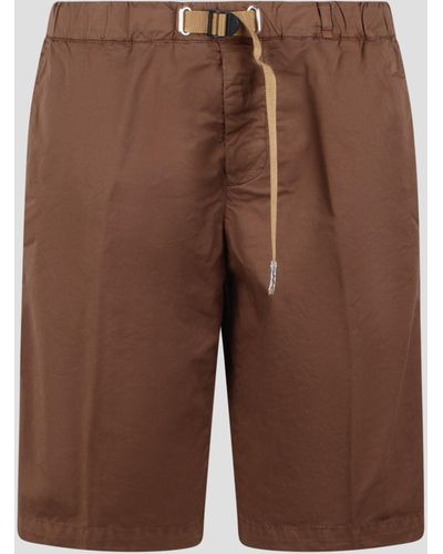 White Sand Stretch Cotton Shorts - Brown