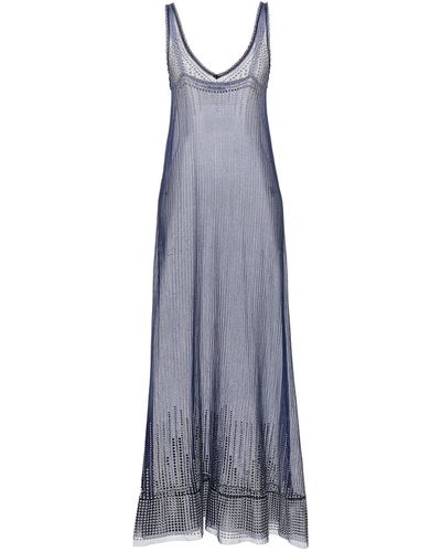 Rabanne Studded Mesh Dress Abiti Blu - Viola