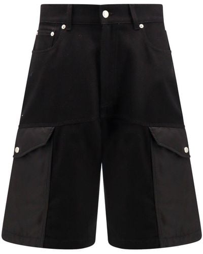 Alexander McQueen Organic Cotton Bermuda Shorts With Nylon Inserts - Black