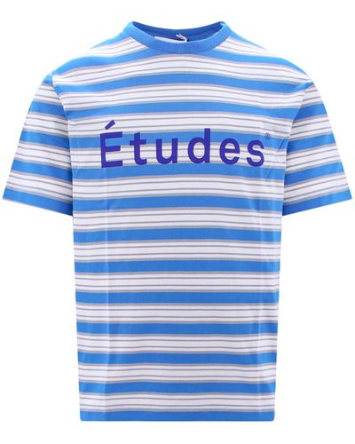Etudes Studio Organic Cotton T-shirt With Frontal Logo - Blue
