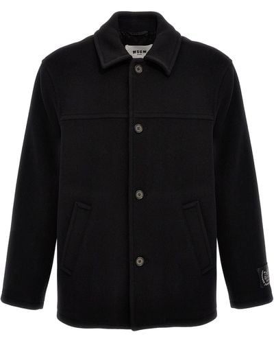 MSGM Peacoat Coat Coats, Trench Coats - Black