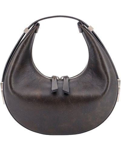 OSOI Leather Shoulder Bag With Used Effect - Black