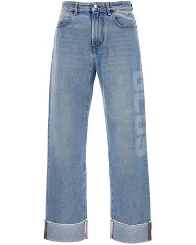 Gcds Logo Jeans Celeste - Blu