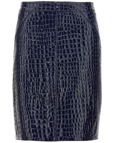 Tom Ford Croc Print Skirt Gonne Blu