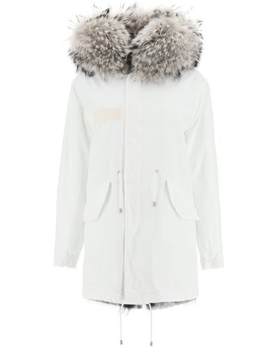 MR & MRS Jazzy Midi Parka With Murmasky Fur And Raccoon - White