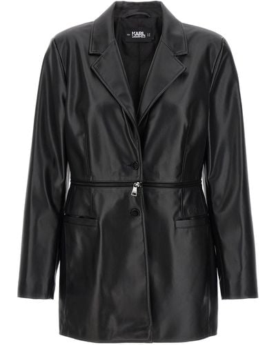 Karl Lagerfeld Recycled Leather Blazer Blazer And Suits Nero