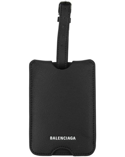 Balenciaga Gift Ideas luggage Label Leather - Black