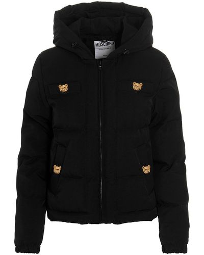 Moschino Logo Button Down Jacket Coats, Trench Coats - Black