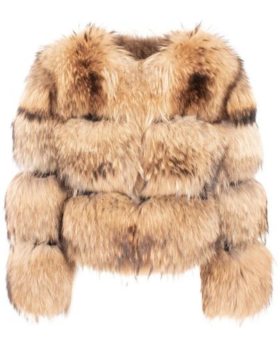 Wanan Touch Raton Beige Jacket In Raccoon Fur - Natural