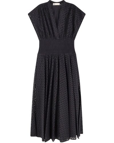 Tory Burch Cotton Dress With All-Over Embroideries - Black