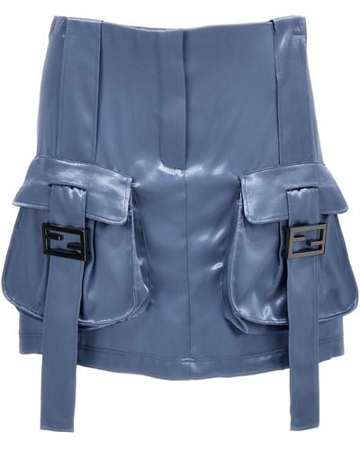 Fendi Satin Miniskirt Skirts - Blue