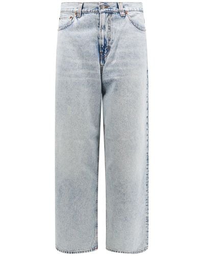 Haikure Cotton Jeans With Back Logo Patch - Grey