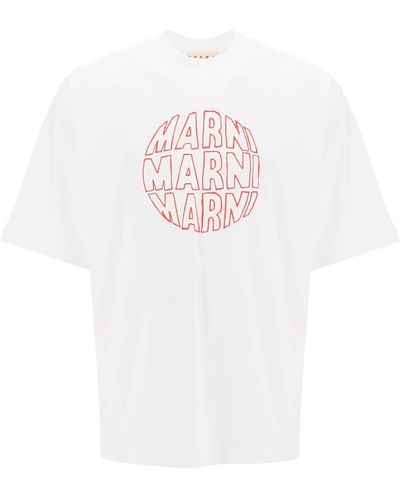 Marni Outline Print T Shirt - White