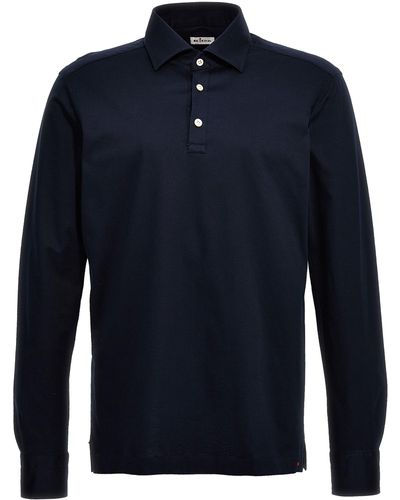 Kiton Long Sleeve Shirt Polo Blu