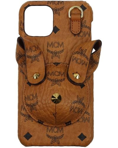MCM Iphone Cover Iphone 11 Pro Leather Brown Cognac