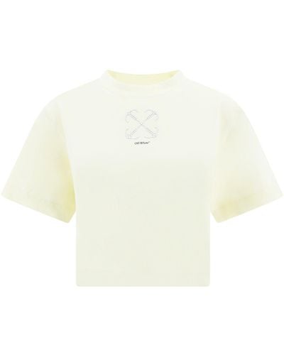 Off-White c/o Virgil Abloh Off- T-Shirt Cropped Con Motivo Arrow - Bianco