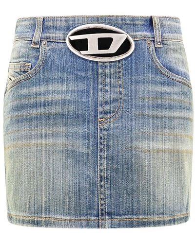 DIESEL Denim Skirt With Washedout Effect - Blue