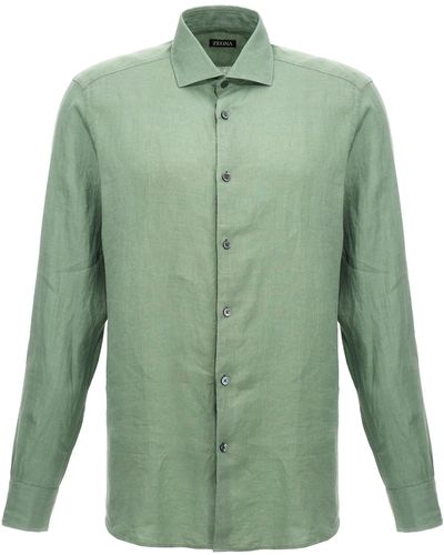 Zegna Linen Shirt Camicie Verde