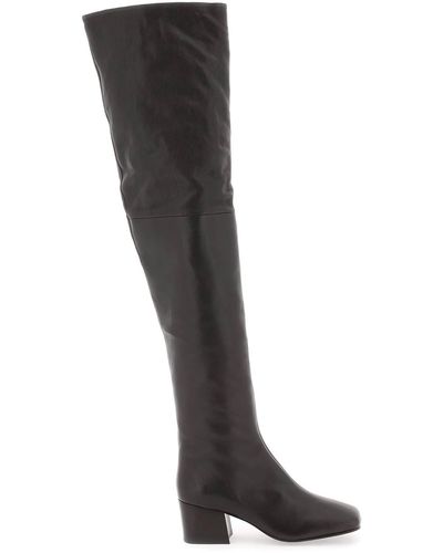 Lemaire Leather Cuissardes Boots - Black