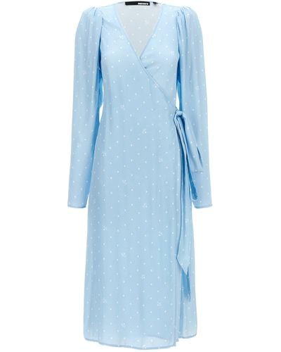 ROTATE BIRGER CHRISTENSEN Textured Midi Wrap Dresses - Blue