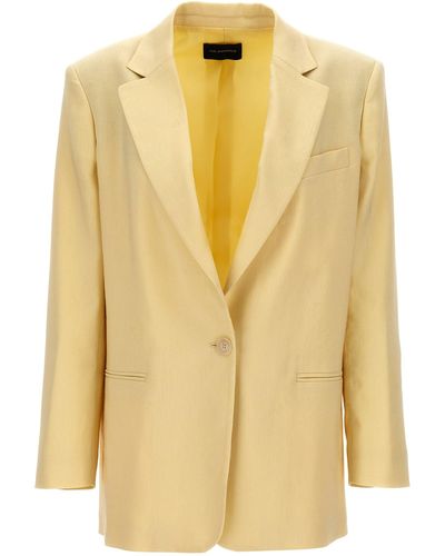 ANDAMANE Single-Breasted Linen Blazer Blazer And Suits - Yellow