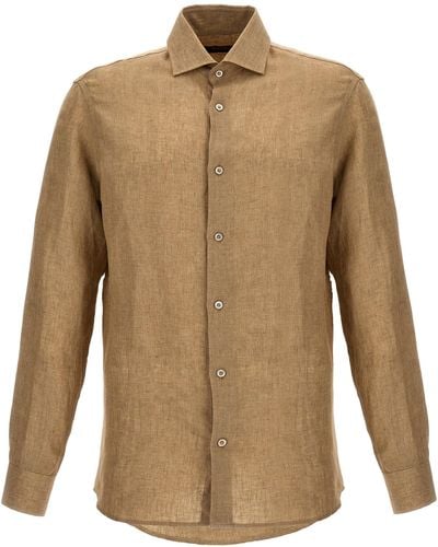 Moorer Linen Shirt Shirt, Blouse - Natural
