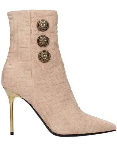 Balmain Ankle Boots Suede - White