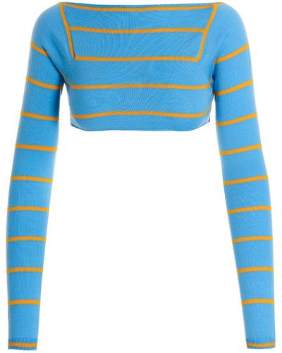 Emilio Pucci Cut-Out Cropped Sweater - Blue