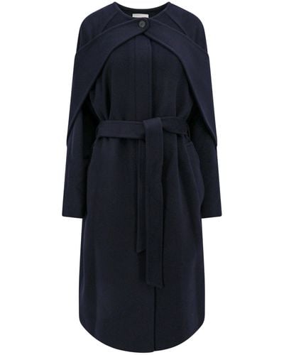 LE17SEPTEMBRE Wool Coat With Maxi Removable Scarf - Blue