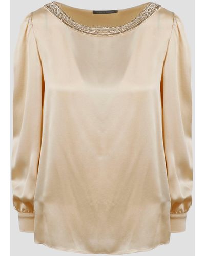 Alberta Ferretti Embroidered silk blouse - Neutro