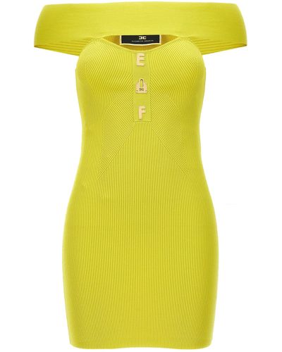 Elisabetta Franchi Cedar Knitted Cut-Out Dress - Yellow