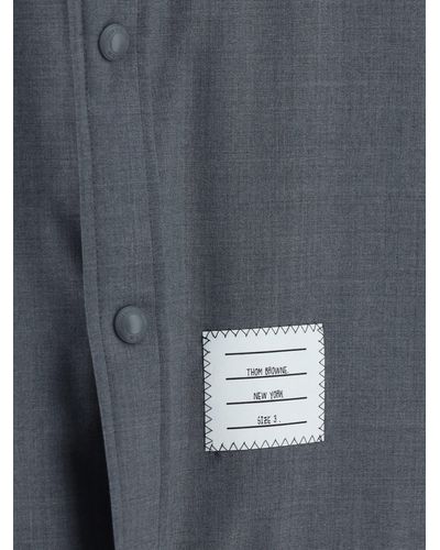 Thom Browne Snap Front Shirt Jacket In Engineered 4 - Blue