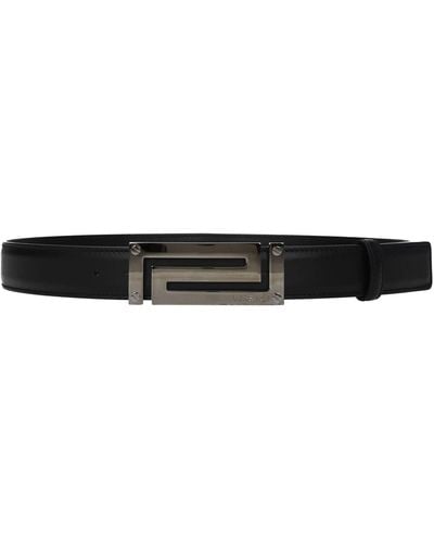 Versace Collection Brown Open Logo Leather Belt - Men
