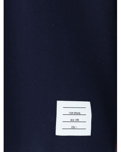 Thom Browne Long Sleeve Tee W/ 4 Bar Stripe In Milan - Blue