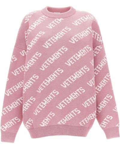 Vetements Lurex Monogram Maglioni Rosa