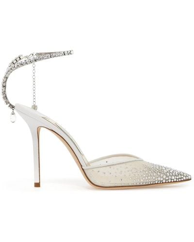 Jimmy Choo Saeda 100 Court Shoes With Crystals - White
