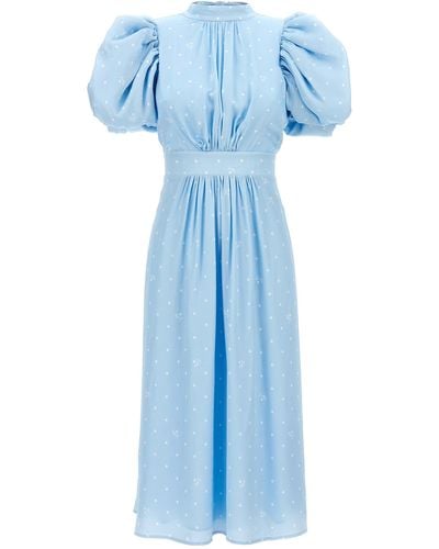 ROTATE BIRGER CHRISTENSEN 'Textured Midi Puffy' Dress - Blue