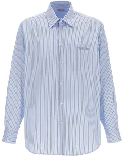 Valentino Garavani Striped Shirt Camicie Celeste - Blu