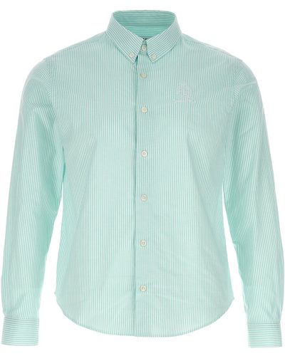 Sporty & Rich Logo Embroidery Striped Shirt Camicie Celeste - Verde