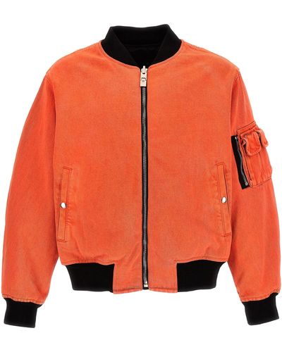 Givenchy Nylon Reversible Denim Bomber Jacket Giacche Arancione